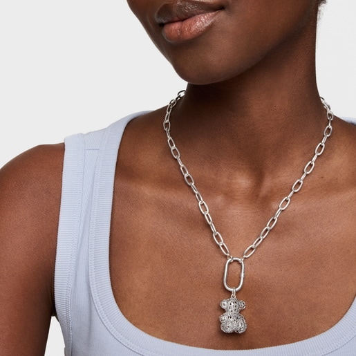 26 mm silver openwork bear Pendant Bold Bear