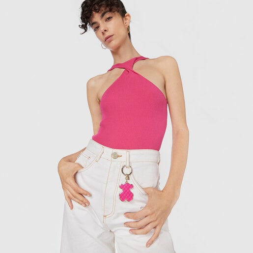 Llavero Oso Script fucsia