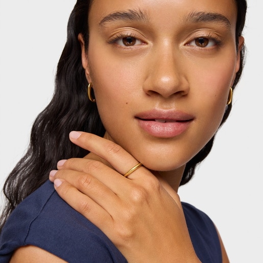 Anillo de plata liso con baño de oro 18 kt sobre plata TOUS Motivos