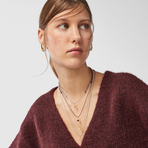 שרשרת מג'יק נייצ'ר עם אבן אודם וחוט בצבע גארנט