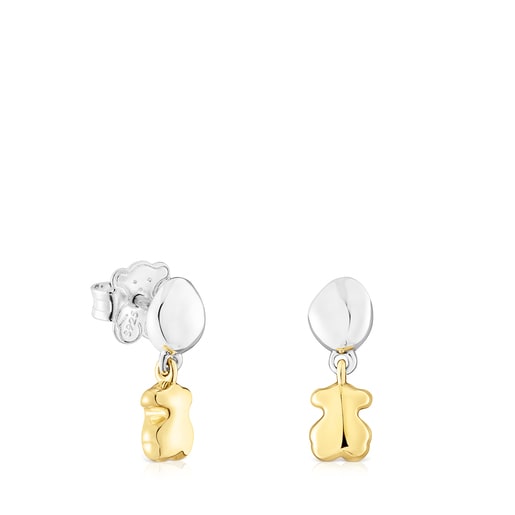 Aretes bicolor cortos con oso TOUS Joy Bits