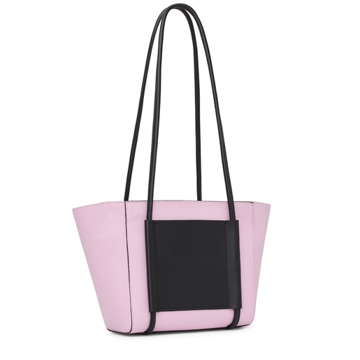 Sac shopping TOUS Empire moyen en cuir mauve et noir