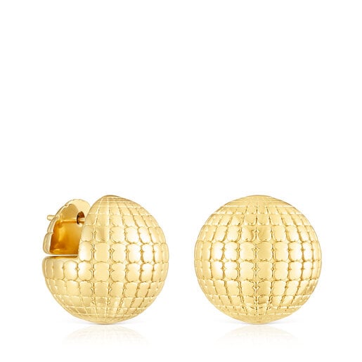 Pendientes con baño de oro 18 kt sobre plata bola osos 20 mm St. Tropez Disco