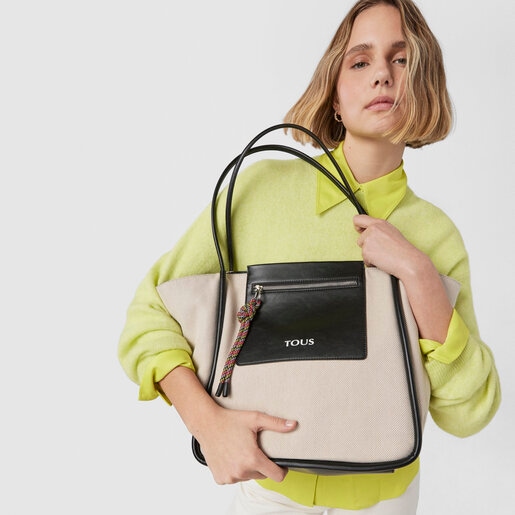 תיק סל TOUS Empire Cotton גדול בצבע בז'