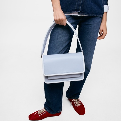 Medium grayish blue Crossbody bag TOUS Audree Pipings