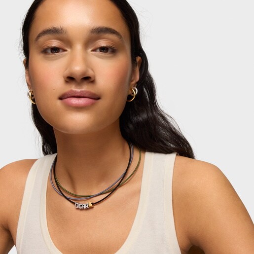 7 mm silver letter D Charm TOUS Mesh Tube