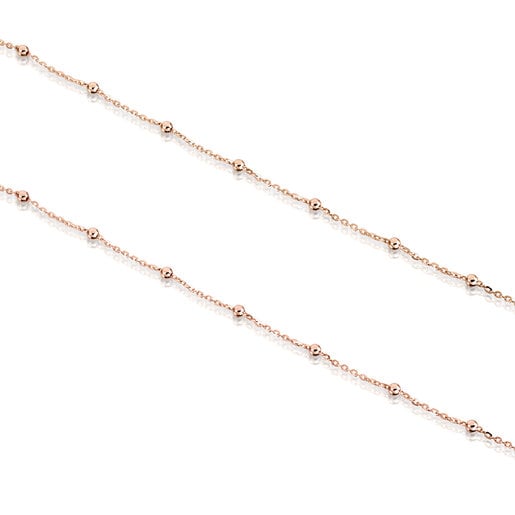 Collier ras du cou en argent plaqué or rose 18 ct et billes TOUS Chain