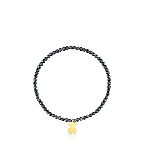 ヘマタイトと18ktゴールドコーティング・シルバーのベアのモチーフを添えた伸縮性ブレスレット TOUS Motif