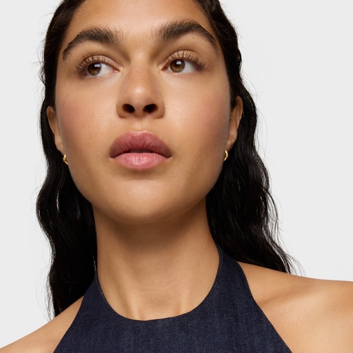 Boucles d’oreilles anneaux avec ourson en argent plaqué or 18 ct, 12 mm TOUS Basics