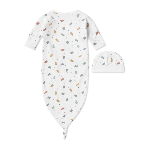 Conjunto de pijama e gorrinho de bebé Charms branco