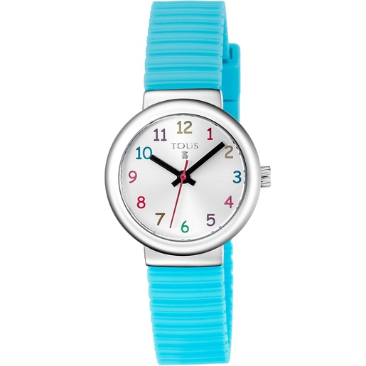 Steel Rainbow Watch with mint Silicone strap