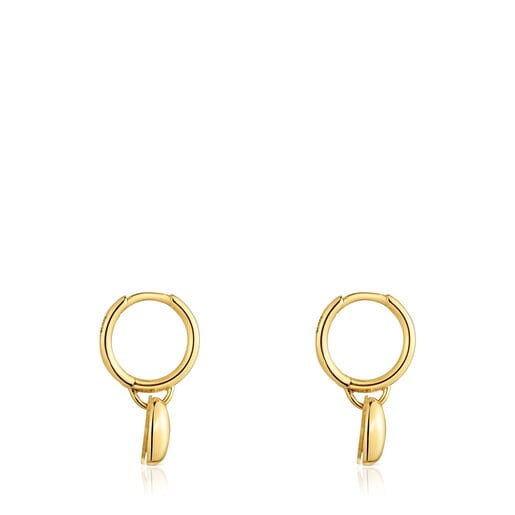 Aretes aro de oro 14 kt doble corazón TOUS Flechazo