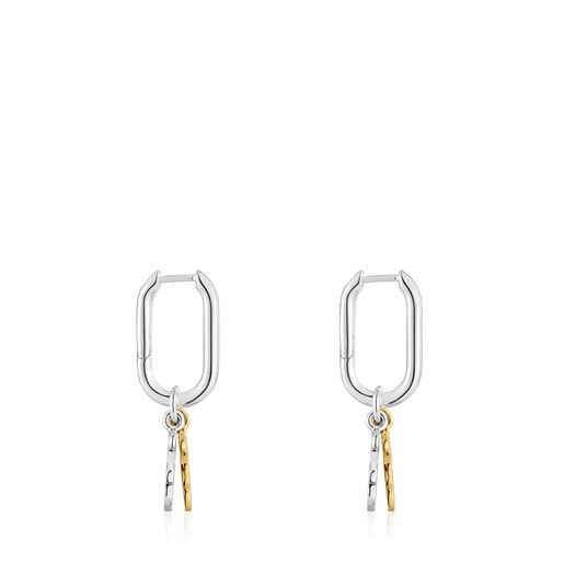 Sweet Dolls two-tone small Hoop earrings with bear motif