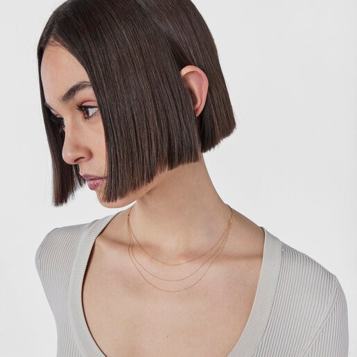 ベアとスターのチャームがついたゴールドのカスケードネックレス TOUS Cool Joy