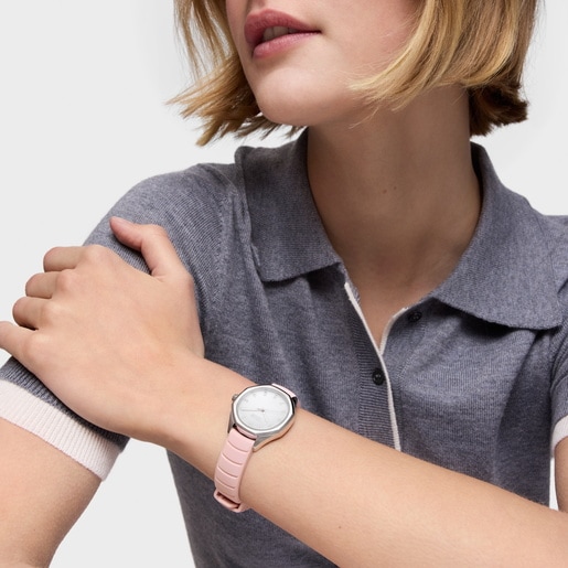 Analog Watch with pink rubber strap TOUS Now KDT