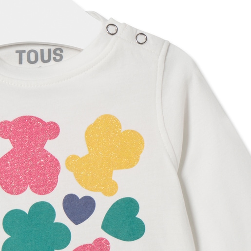 Bears, hearts and flowers t-shirt in Casual ecru