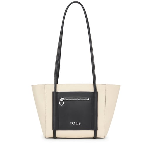 Medium beige and black leather TOUS Empire Shopping bag