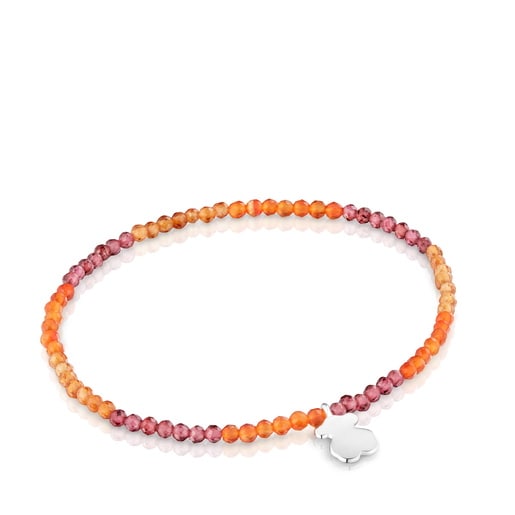 Pulsera elástica con gemas naranjas y oso de plata TOUS Motivos
