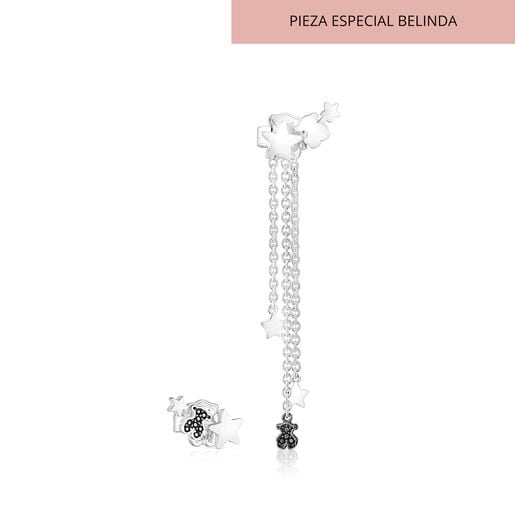 Aretes corto-largo de plata y espinelas Belinda X TOUS