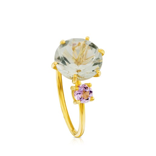 Ring in Gold with Prasiolite and Amethyst Ivette | TOUS