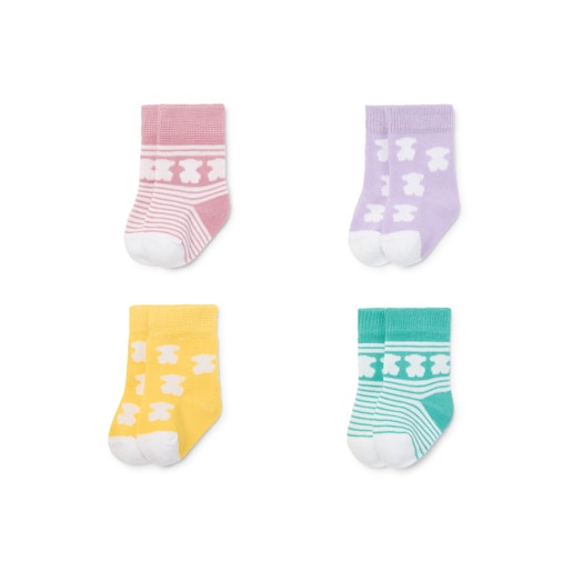 Pack of 4 pairs of baby socks in SSocks pink