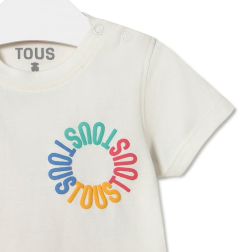 Multicoloured TOUS logo t-shirt in Casual ecru