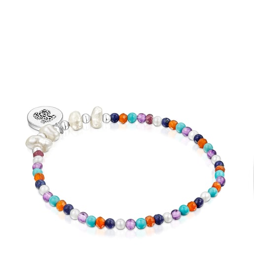 Silver Oceaan Color cameo Bracelet with pearls and gemstones