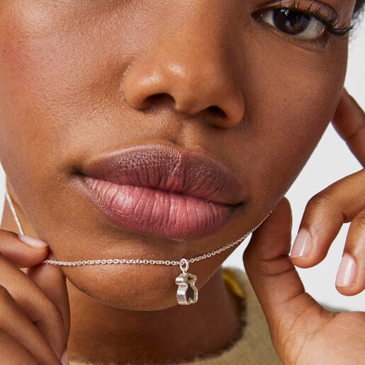 ネックレス  Areia  くま  45cm　シルバー925　オニキス　