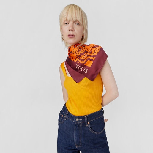 バーガンディのポリエステル製スカーフ TOUS Kaos Mini Patchwork