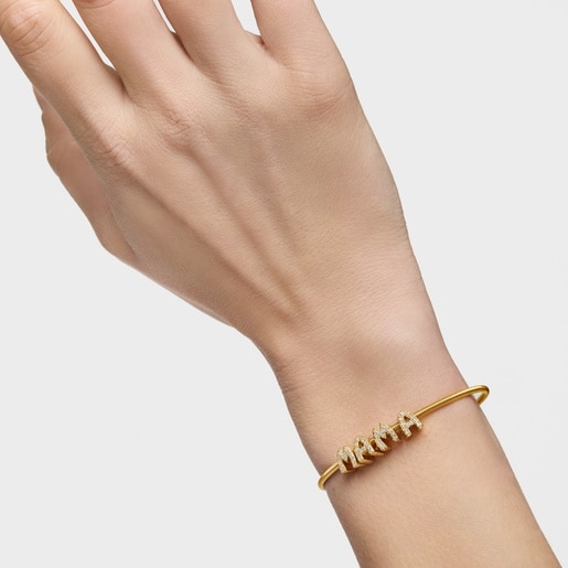 18kt gold plating over silver pack of Charms with diamonds TOUS Mama