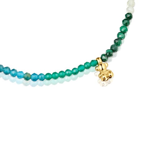 18kt gold plating over silver elastic Bracelet with green gemstones TOUS Bold Bear