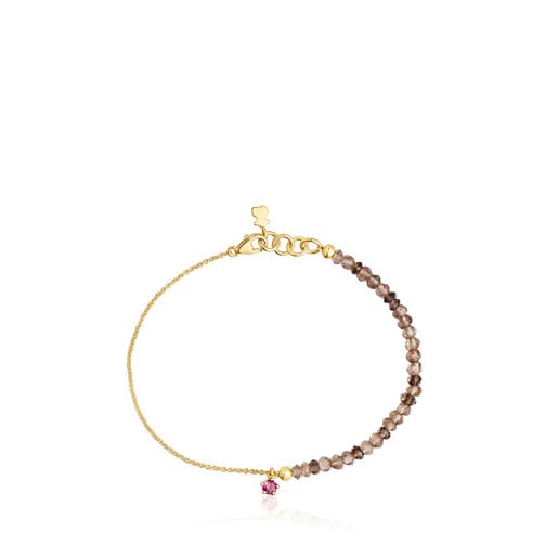 Gold TOUS Cool Joy Bracelet with smoky quartz and rhodolite