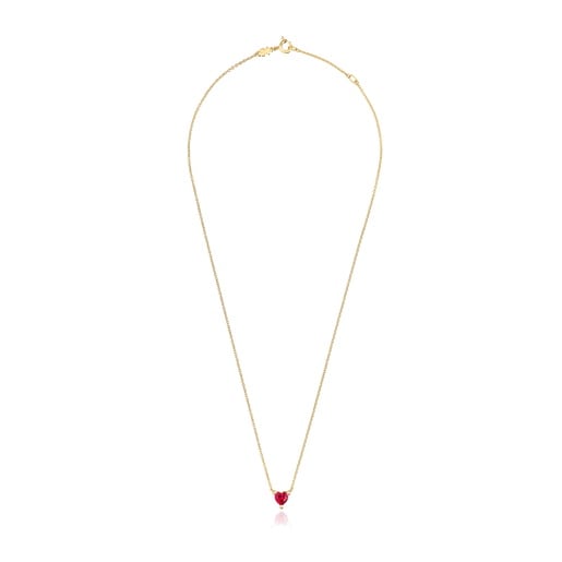 Short 18kt gold plating over silver Necklace with laboratory-grown ruby Garden of Love LGG