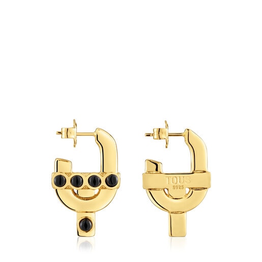 Earrings with 18kt gold plating over silver and onyx TOUS MANIFESTO | TOUS