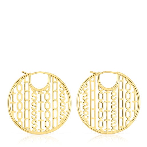 Aretes con baño de oro 18 kt sobre plata Logo