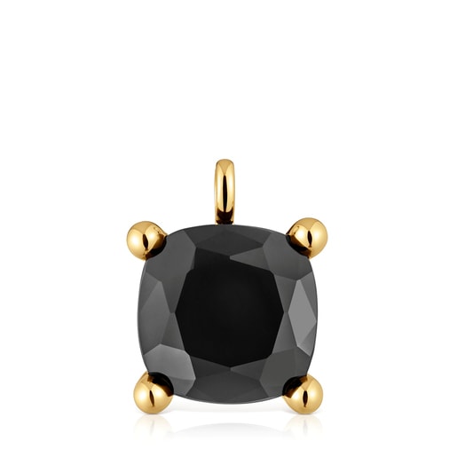 Pendente in argento placcato oro 18 kt e onice grande Color Black