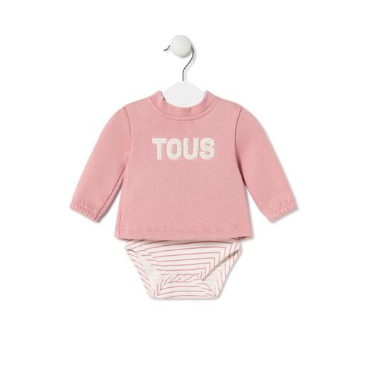 Baby bodysuit with t-shirt in Classic pink