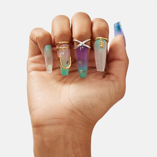 Claws kit de tres anillos de uñas y charms decorativos