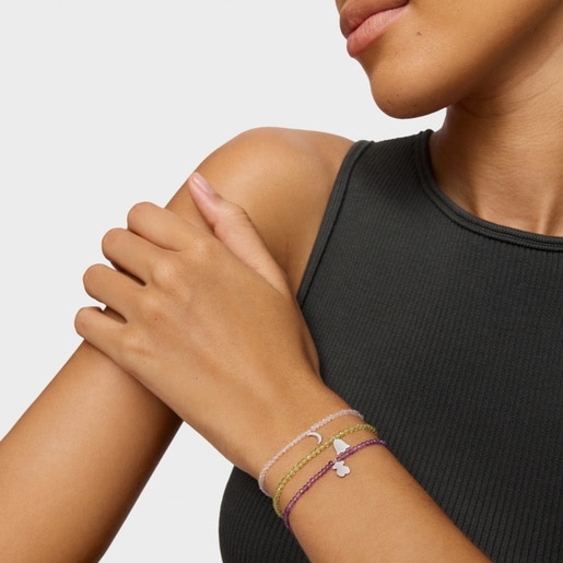 Pulsera elástica con peridoto y tulipán de plata TOUS Motivos