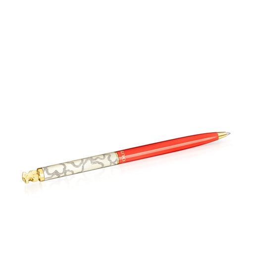 Gold colored IP steel TOUS Kaos Ballpoint pen lacquered in red