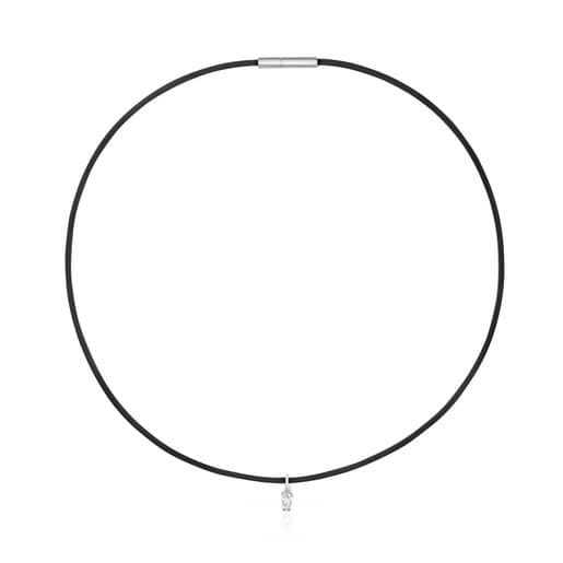 Platinum, black steel and lab-grown diamonds Necklace TOUS Mesh LGD