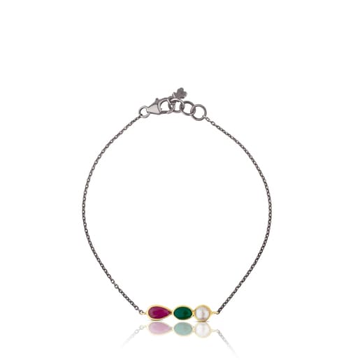 Pulsera Gem Power de Plata y Oro con Gemas