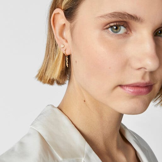 Gold Crossword Love Earring