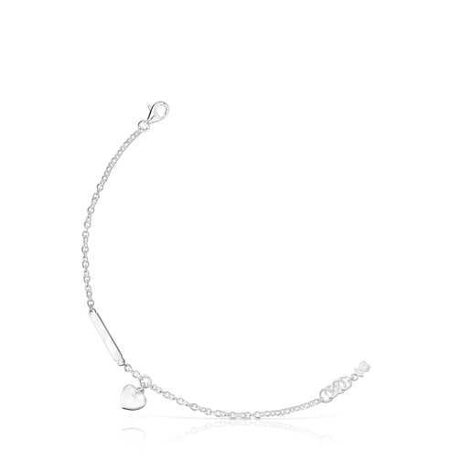 Серебряный браслет San Valentín с сердцем и пластинкой