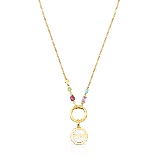 Silver Vermeil TOUS Mama medallion Necklace with Gemstones | TOUS