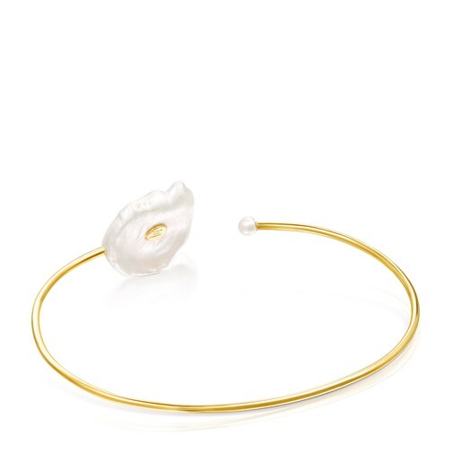 Silver Vermeil Nenufar petal Bracelet with Pearls