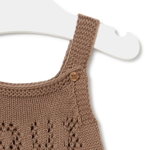 Knitted baby romper in Tricot TOUS logo beige