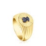 Silver vermeil Signet ring and bear with iolite Iris Motif
