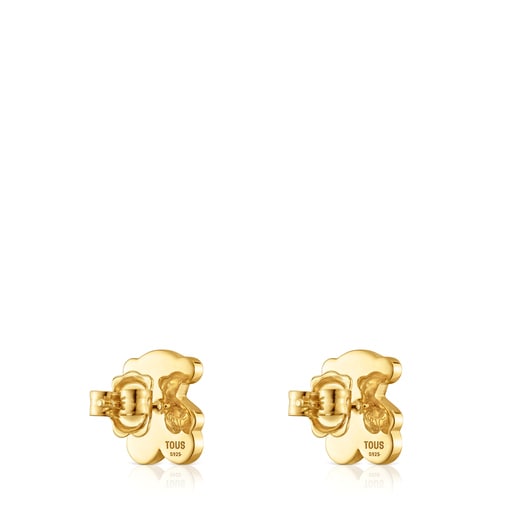 Aretes oso con baño de oro 18 kt sobre plata 12 mm Sweet Dolls