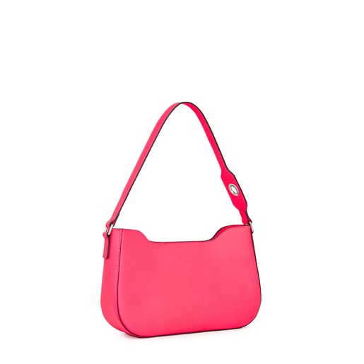 Sac porté épaule en cuir rose fluo TOUS Legacy